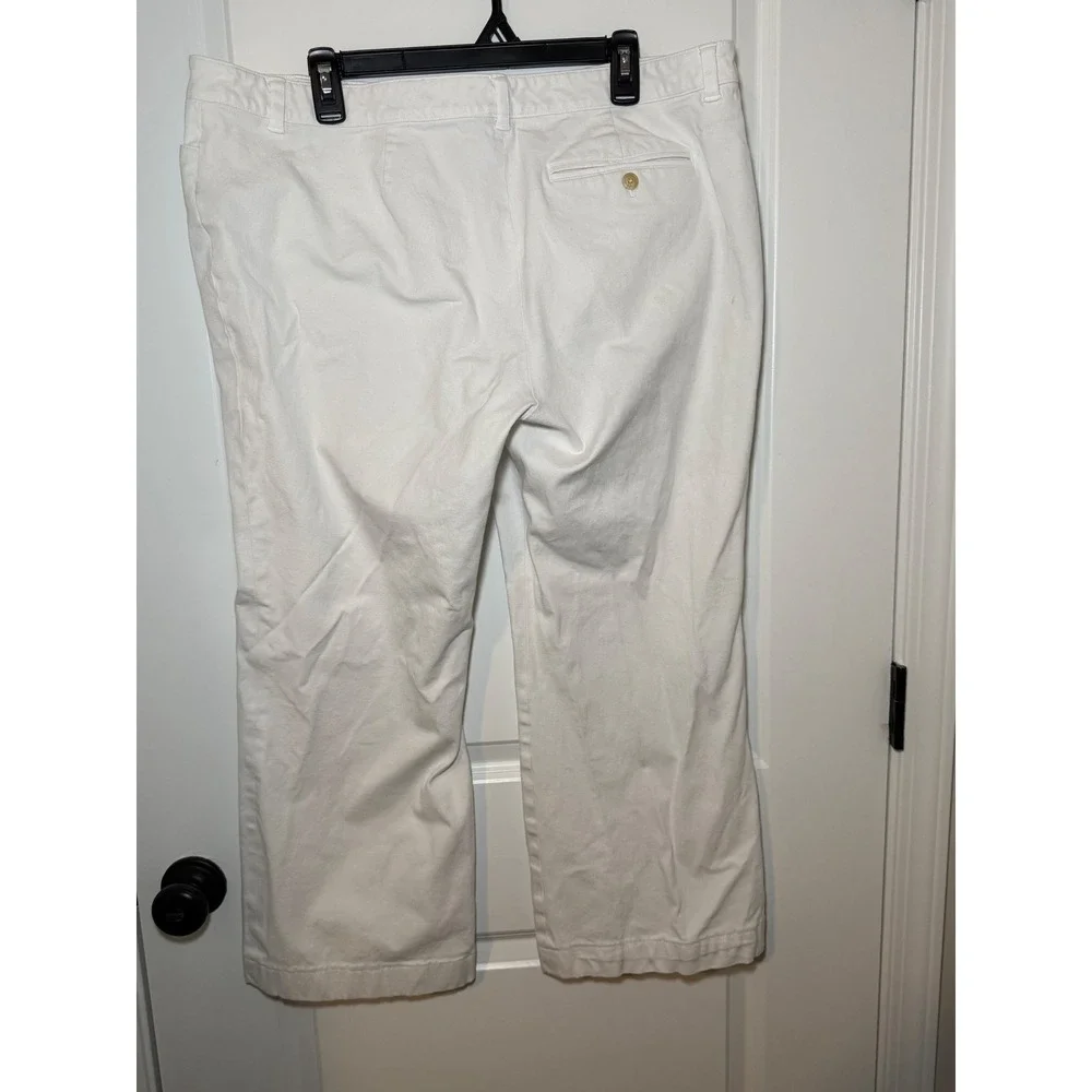 Lauren Ralph Lauren Adelle White Cotton Blend Straight Leg Pants Womens 18 - Picture 2 of 6